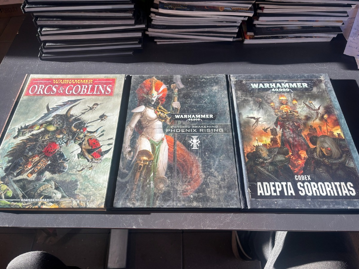 3 stk. Warhammer bøger (Orcs & Goblins, Awakening – Phoenix Rising & Codex Adepta Sororitas)