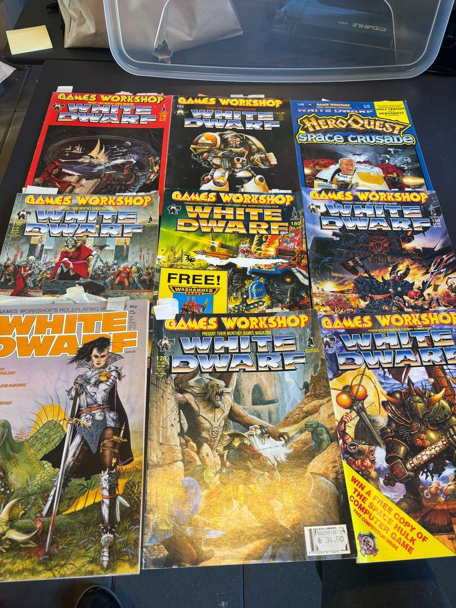 9 stk. White Dwarf – Games Workshops månedlige magasin, mm
