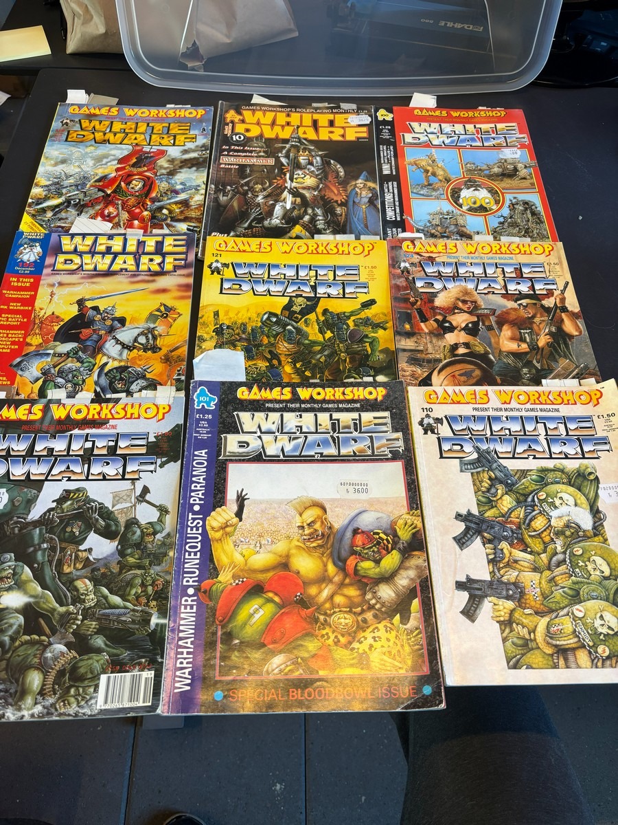 9 stk. White Dwarf – Games Workshops månedlige magasin, mm