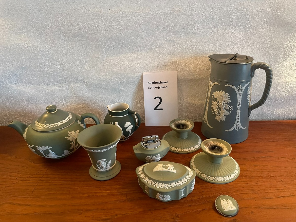 9 dele grøn Wedgewood Jasper Ware