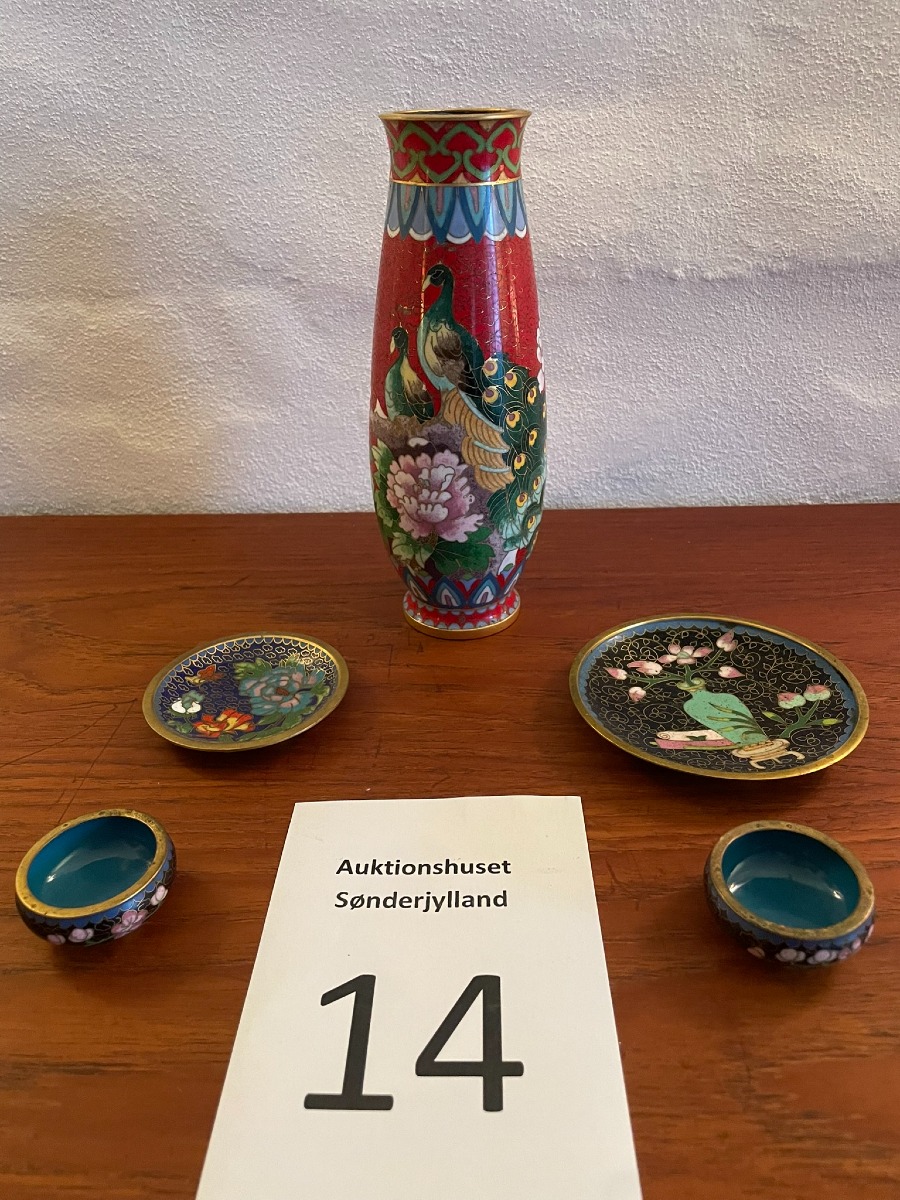 5 dele kinesisk cloisonné  