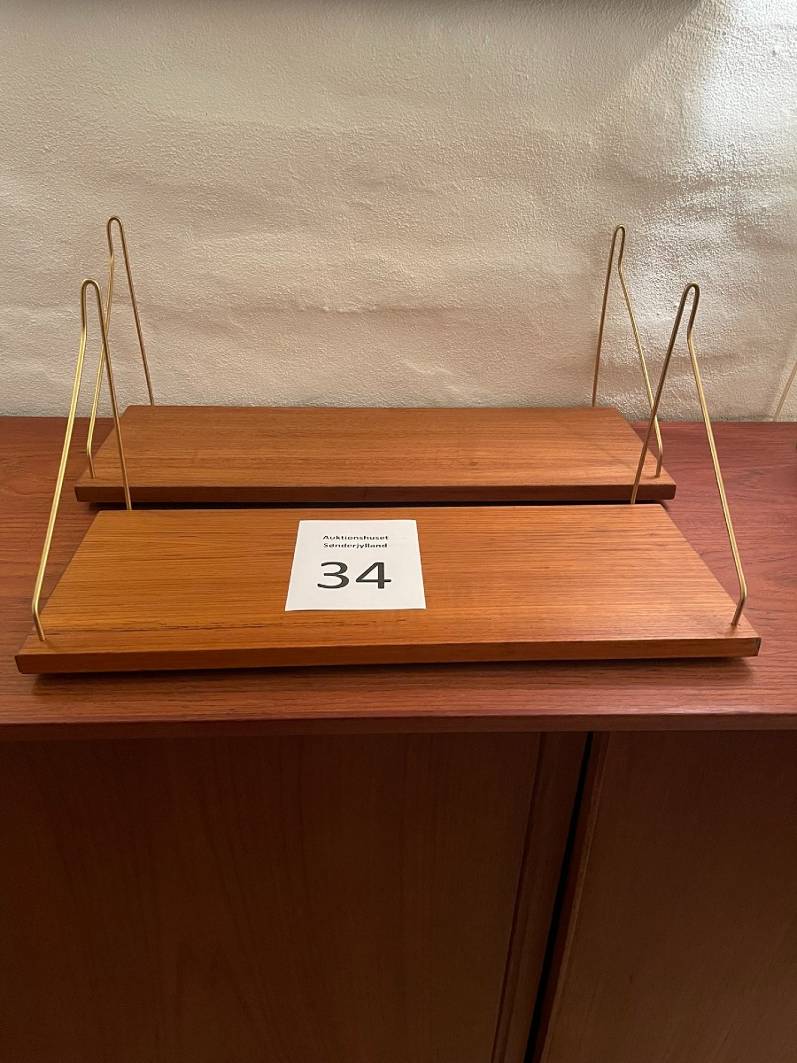 2 teakhylder med messing ophæng