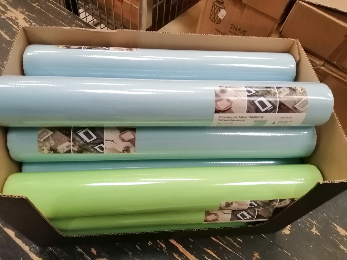 Tekstil bordskåner/serviet, lyseblå og lysegrøn (12)