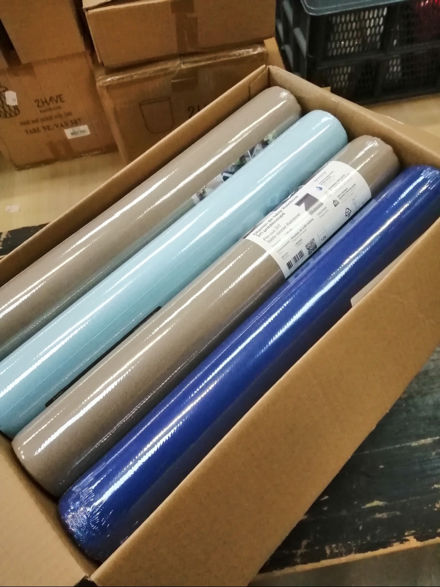 Tekstil bordskåner/serviet, sand, lyseblå og blå (16)