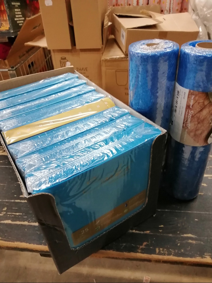 Blå servietter og bordløber