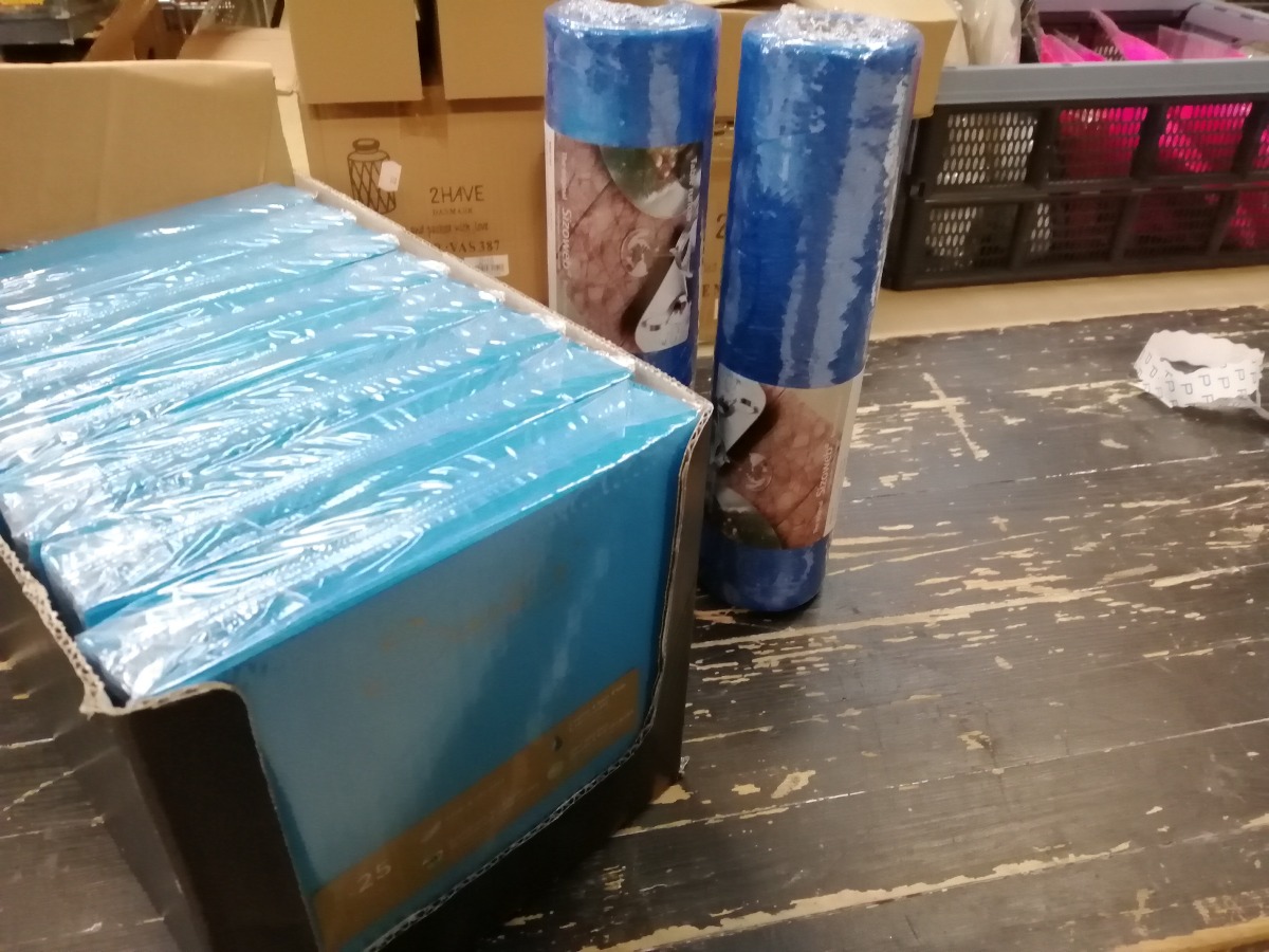 Blå servietter og bord løber 