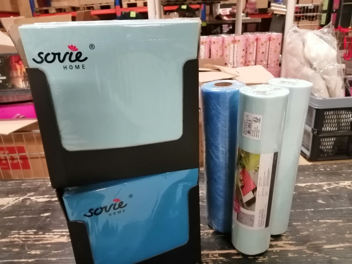 Blå servietter og bordløber