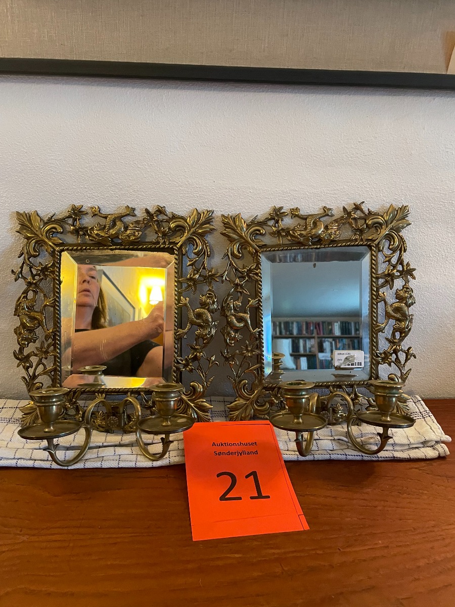 Par spejllampetter af messing