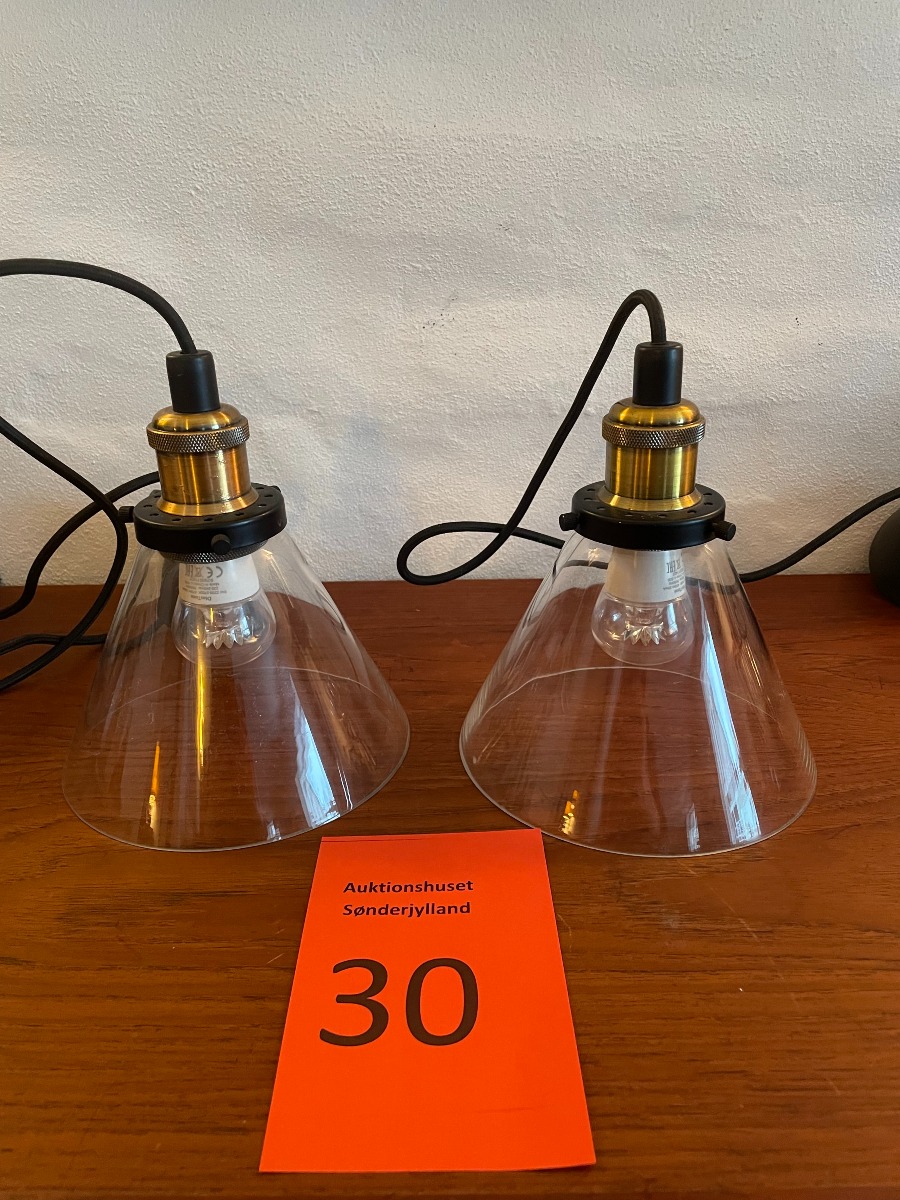 2 pendler med klar glasskærm