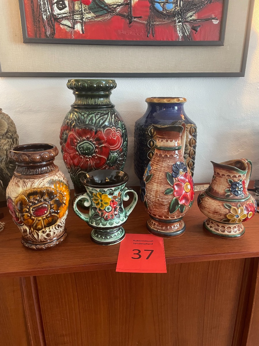 6 West Germany vaser med blomster 