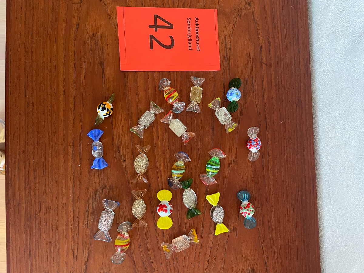 20 håndlavede glasbolsjer