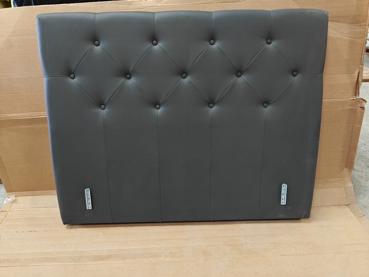 SÖVNN sengegavl i mørk grå læder 140 x 120