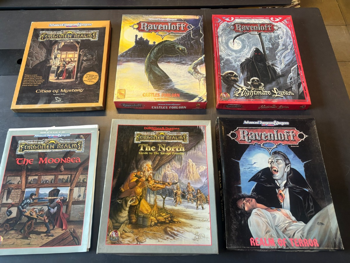 AD&D 2nd Edition Lot – Ravenloft Boxed Sets & Forgotten Realms Sourcebooks (6)