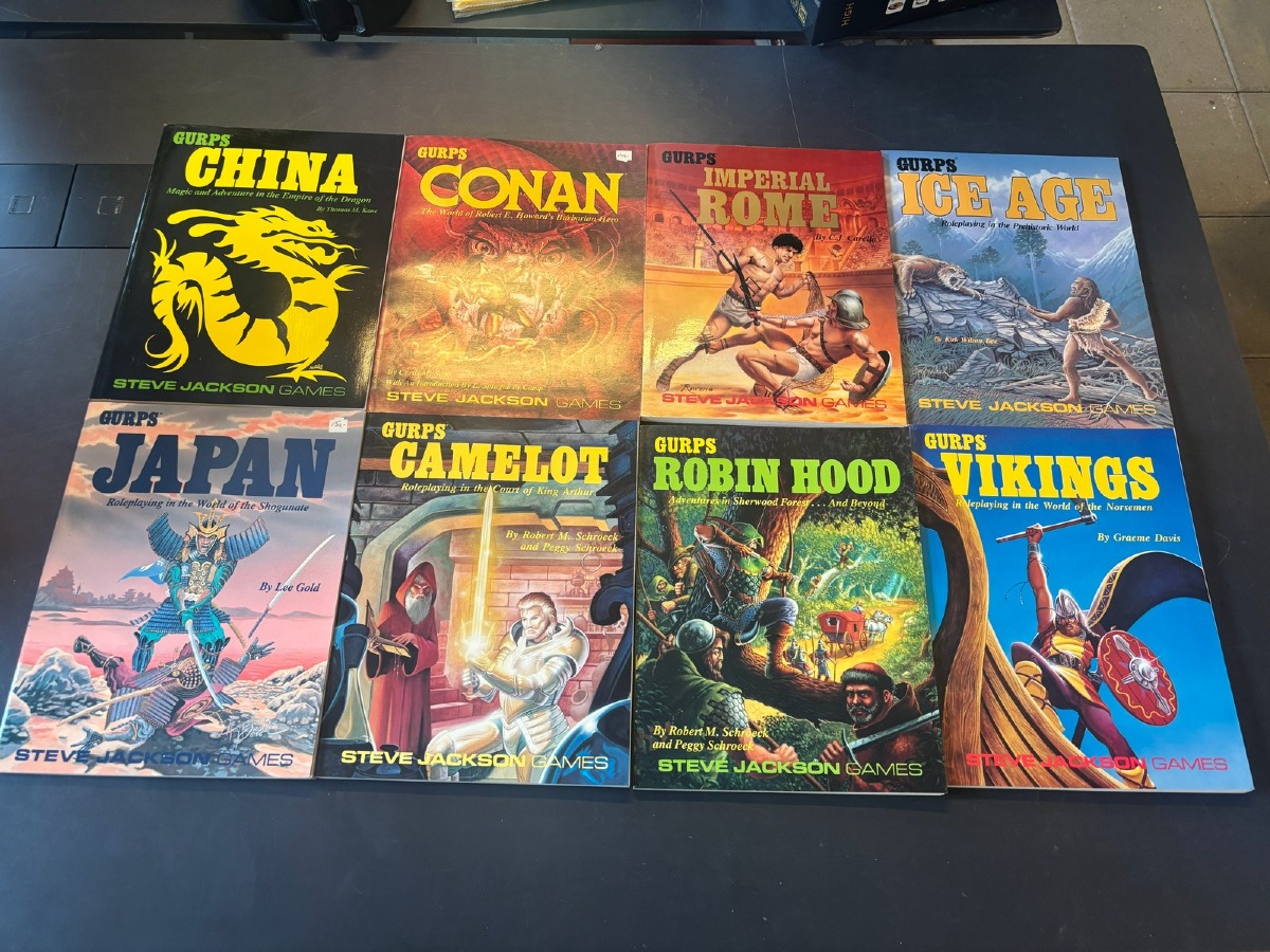 GURPS Kildbøger – China, Conan, Rome, Ice Age, Japan, Camelot, Robin Hood & Vikings (8)