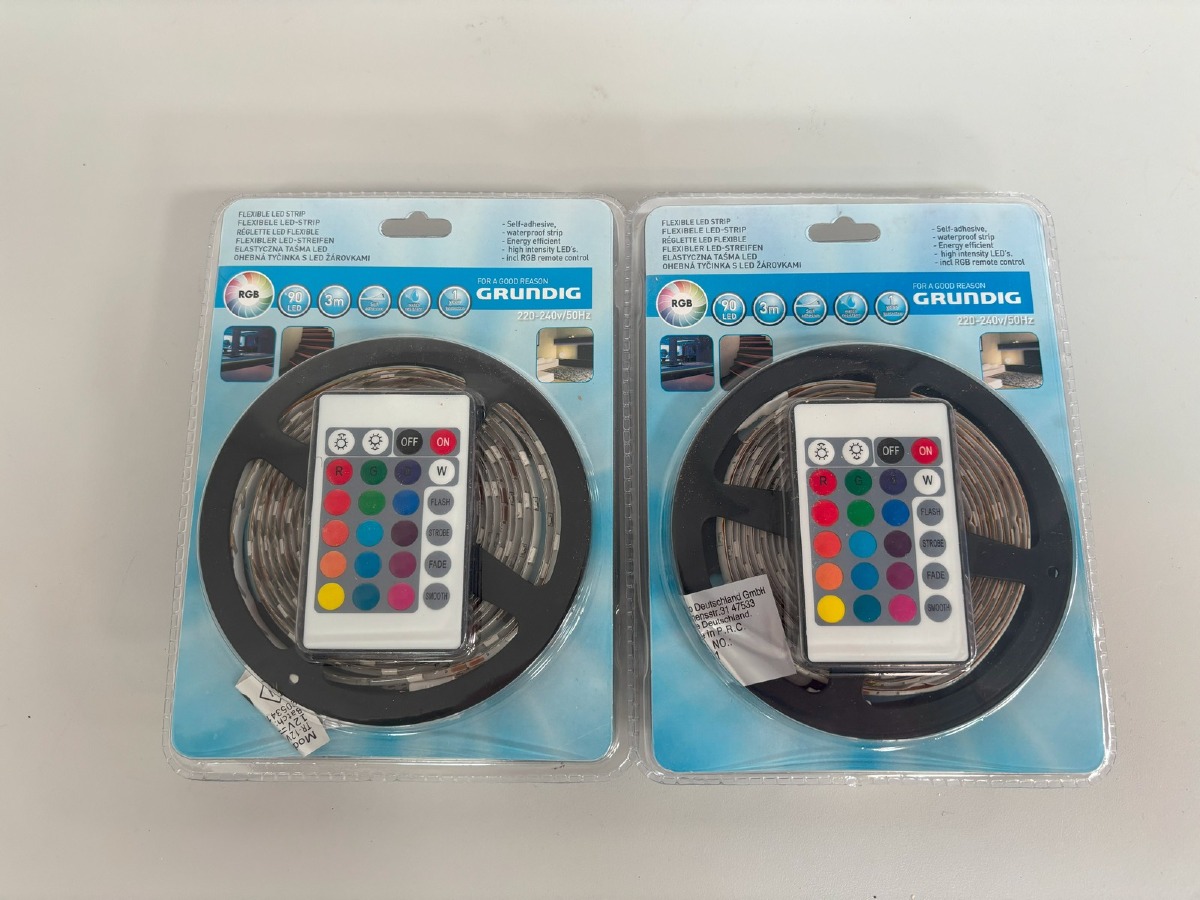 2 stk. LED Strip Light, 3 meter, med fjernbetjening