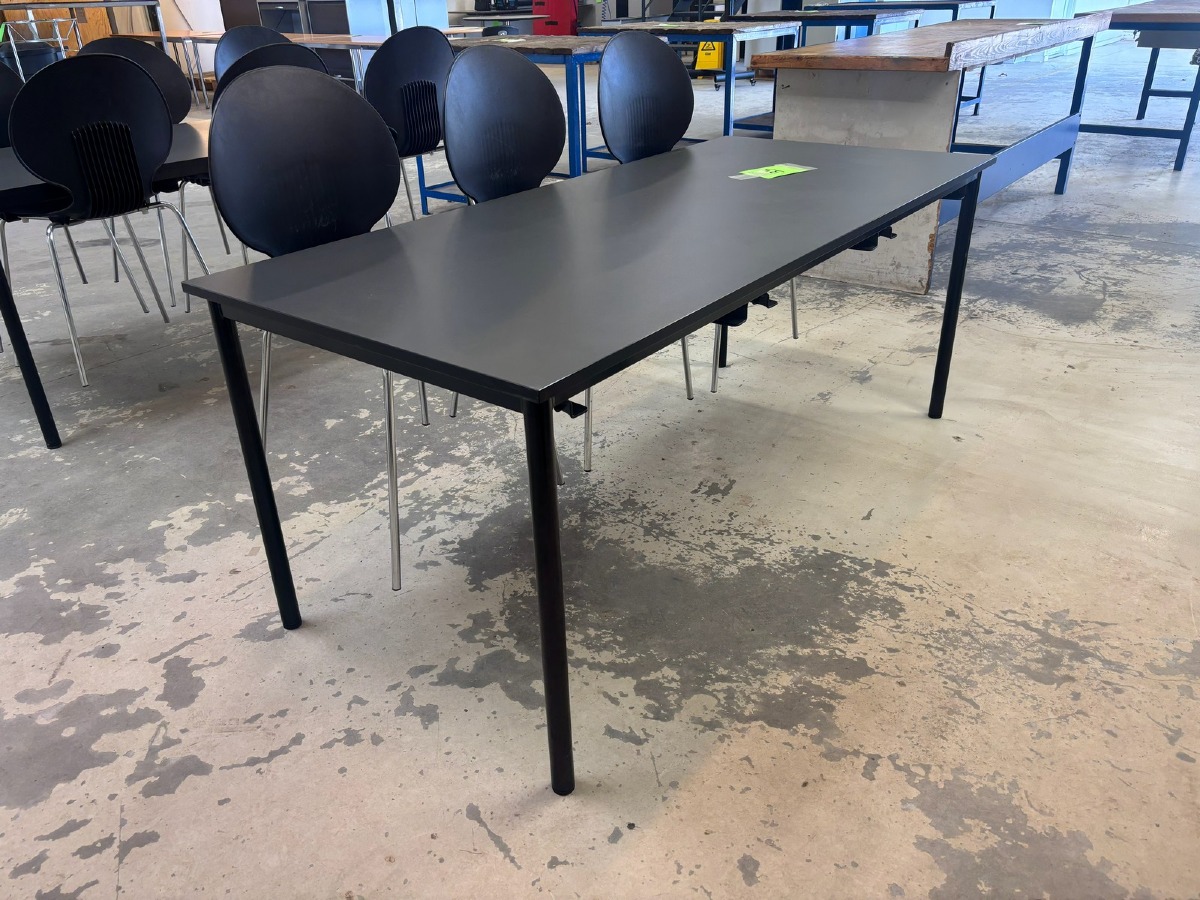 Konferencebord 180x80 cm med 6 Galvano tecnica kantinestole