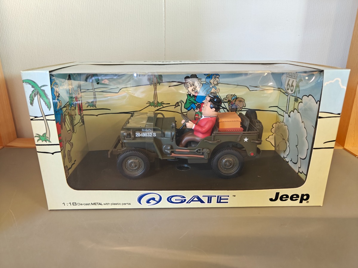 Gate model af Willys Jeep med Gøg og Gokke 1:18