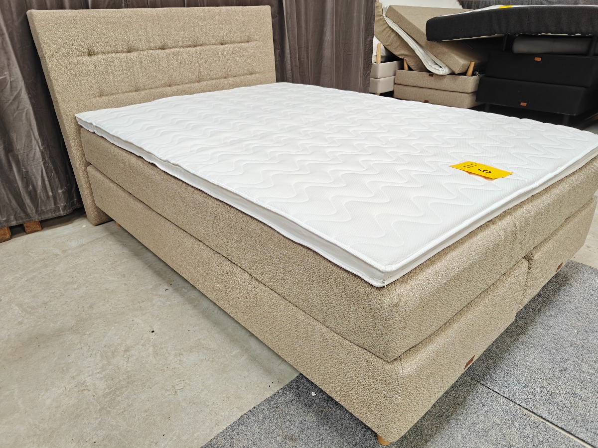 SÖVNN Kontinentalseng - 140x200 - Lys beige - Med gavl og topmadras