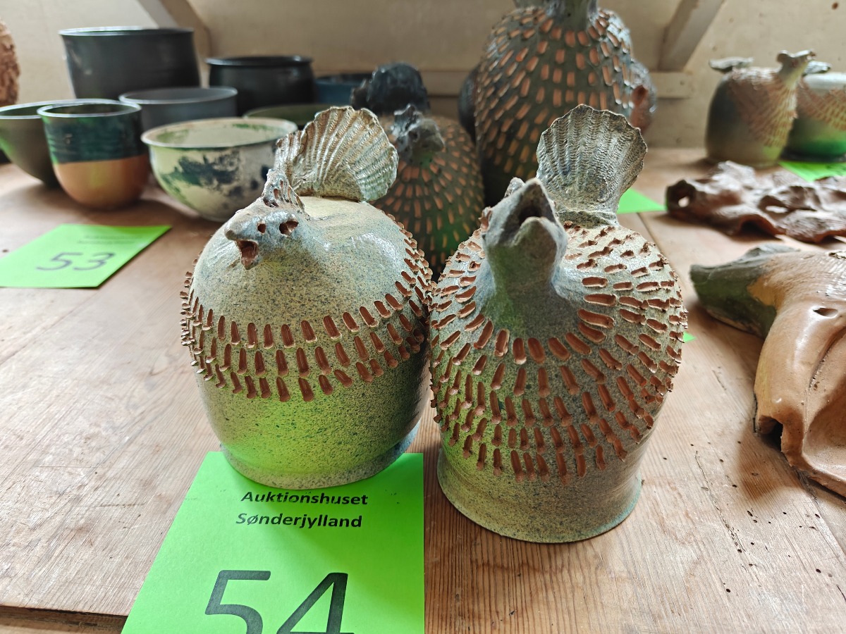 Marianne Permin. 2 fugle af keramik