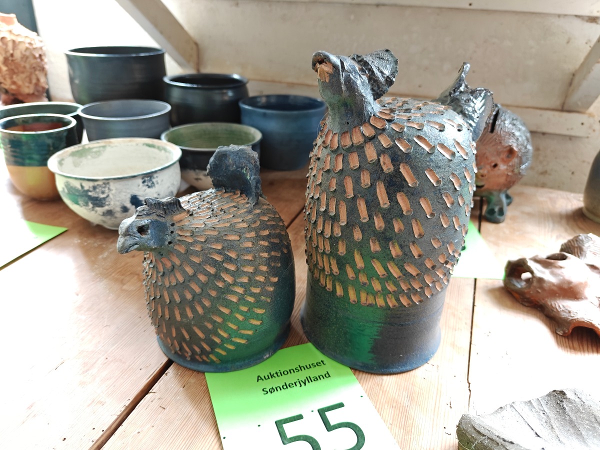 Marianne Permin. 2 fugle af keramik