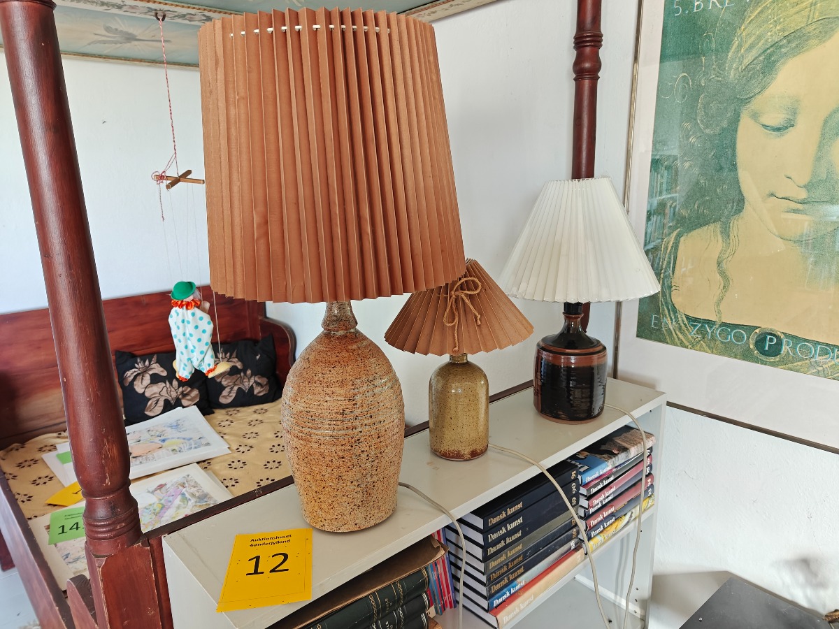 3 bordlamper af keramik