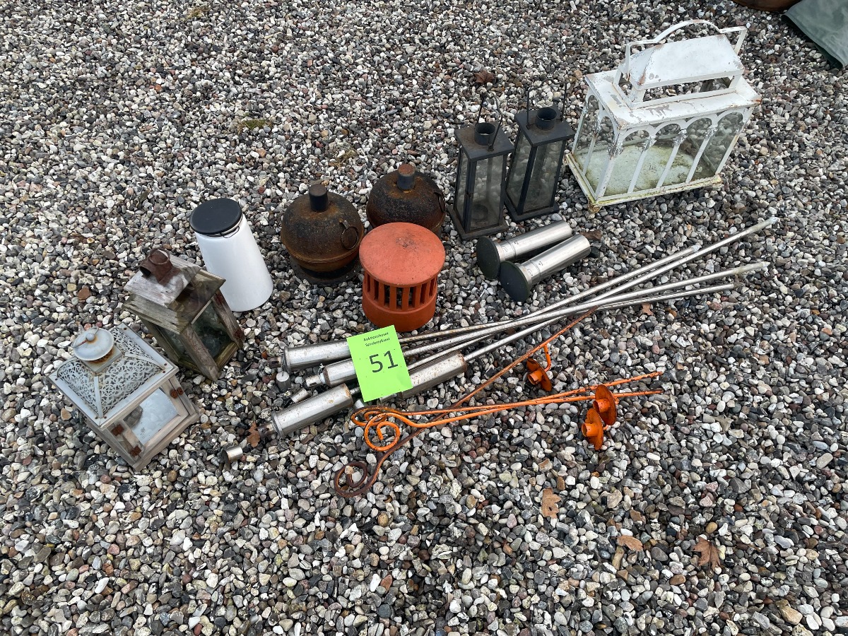 17 dele lanterner og olielamper m.m. 