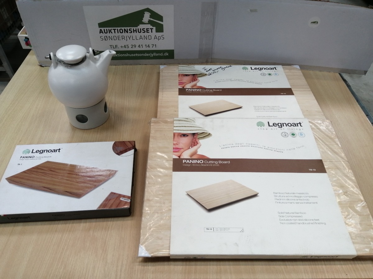 Skærebræt i Træ og tekande