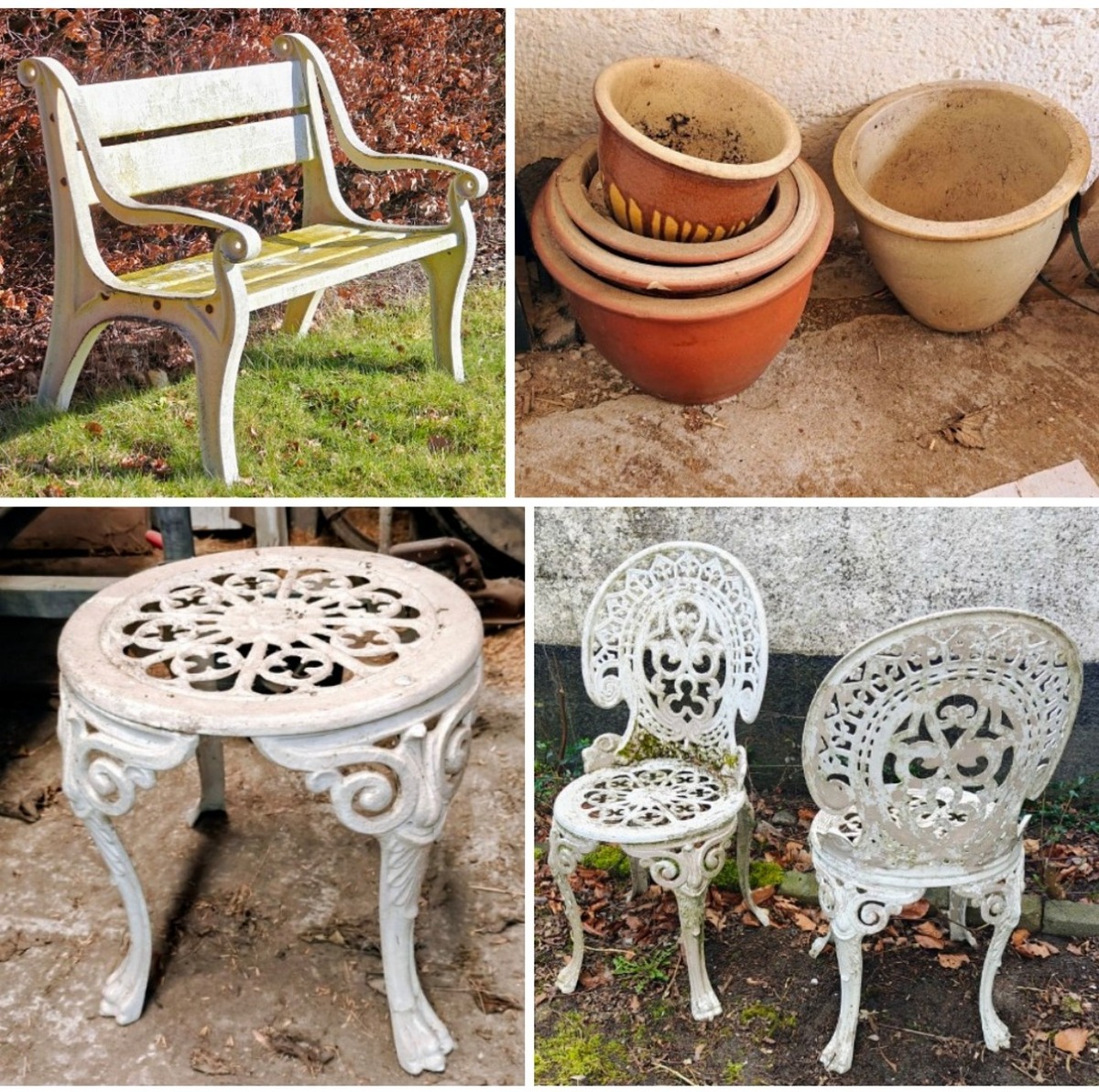 Weber grill, havemøbler, køleskab mrk Gorenje & div blomsterkrukker. Brugt. Øvrige effekter på fotos medfølger ikke. 