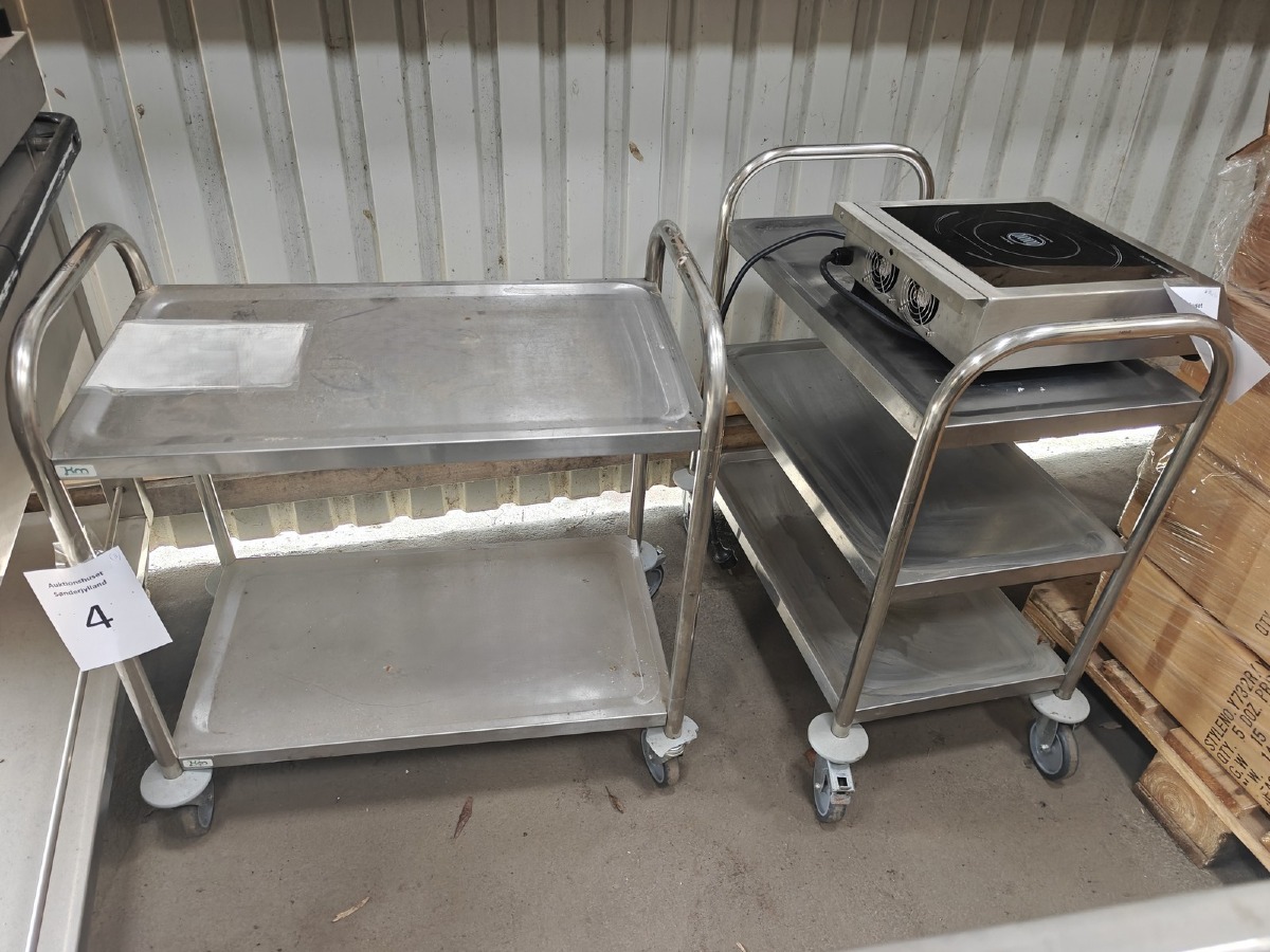 3 Rullevogne i rustfrit stål. Mrk: KM  KongaMek -your workmate.  Hjul med låsefunktion