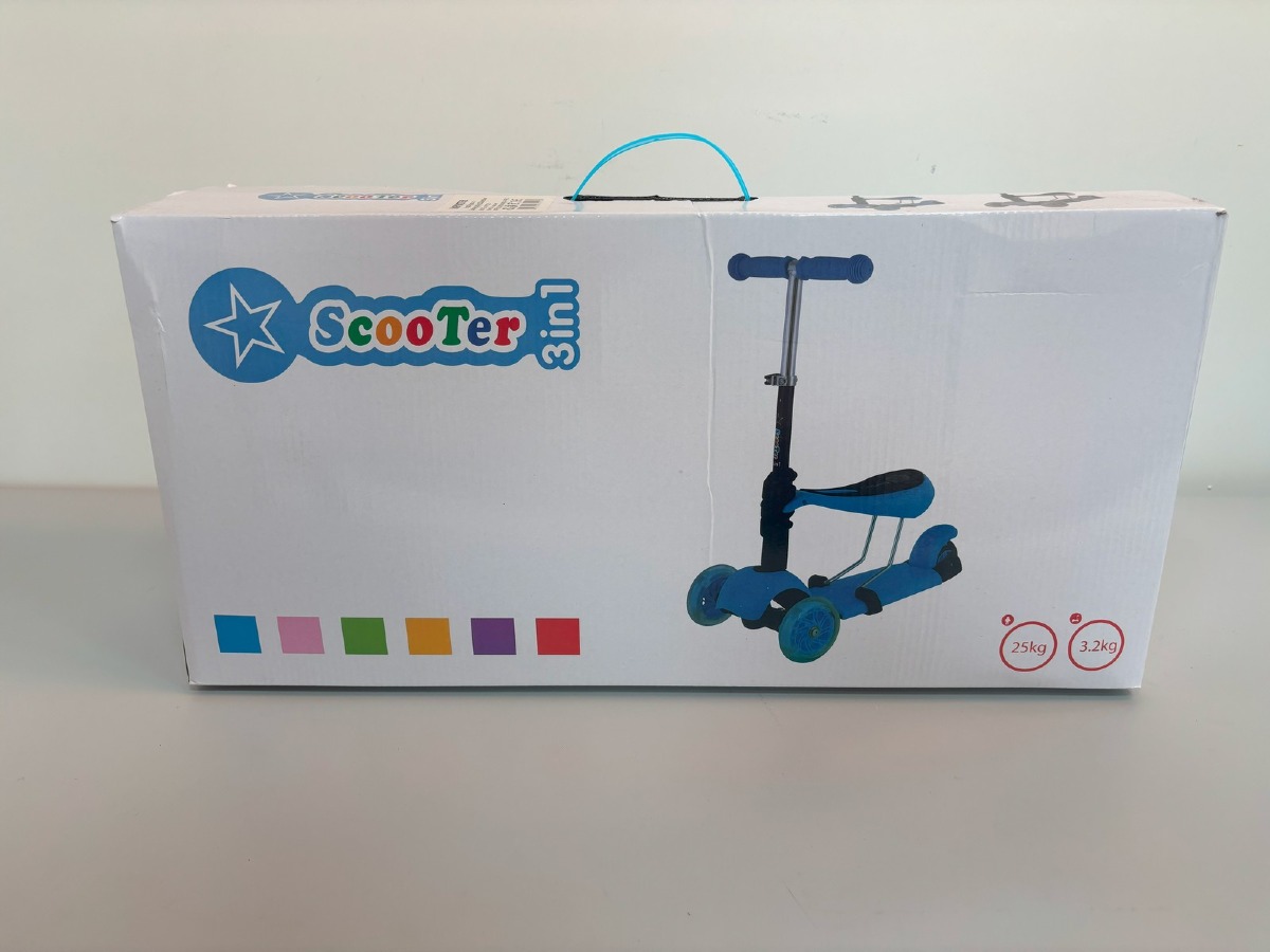 3 i 1 mini scooter i blå