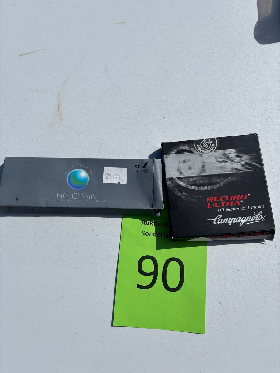 Campagnolo Record Ultra kæde (10 speed) + Shimano HG kæde (Ubrugte)