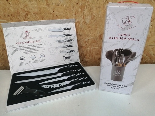 Grå silikone køkkenredskaber & knivsæt