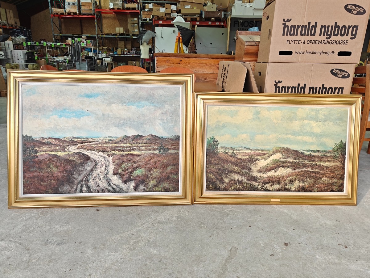 Ubk. kunstner 2 malerier med hedelandskab