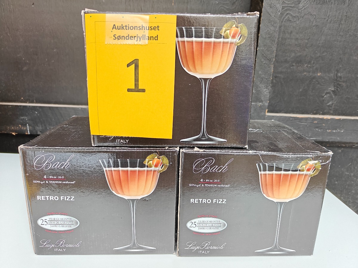 3 sæt Luigi Bormioli Bach Retro Fizz cocktailglas (4 stk pr kasse - total 12 stk)