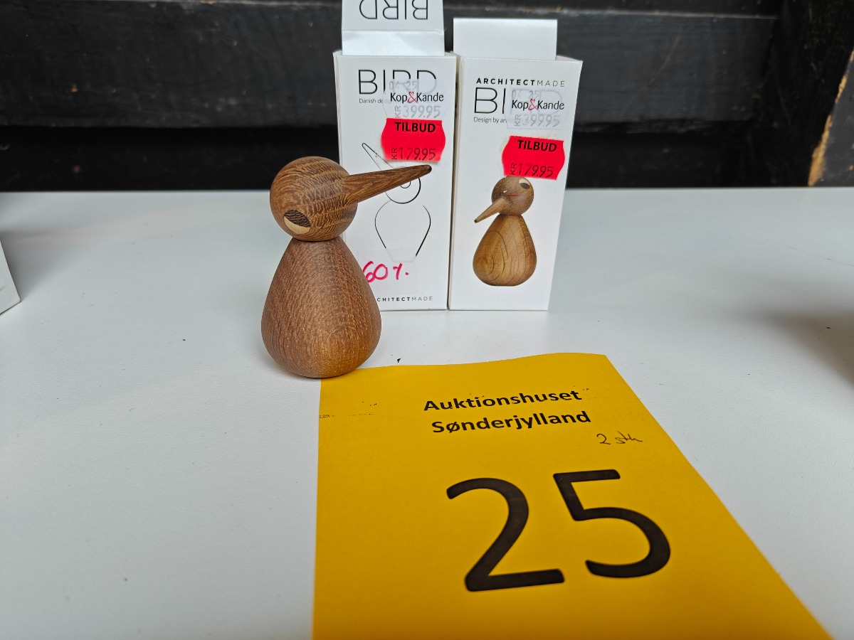 Kristian Vedel 2 stk. Bird af røget eg