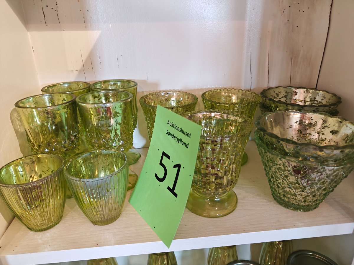 Nyere fattigmandssølv med grønt glas