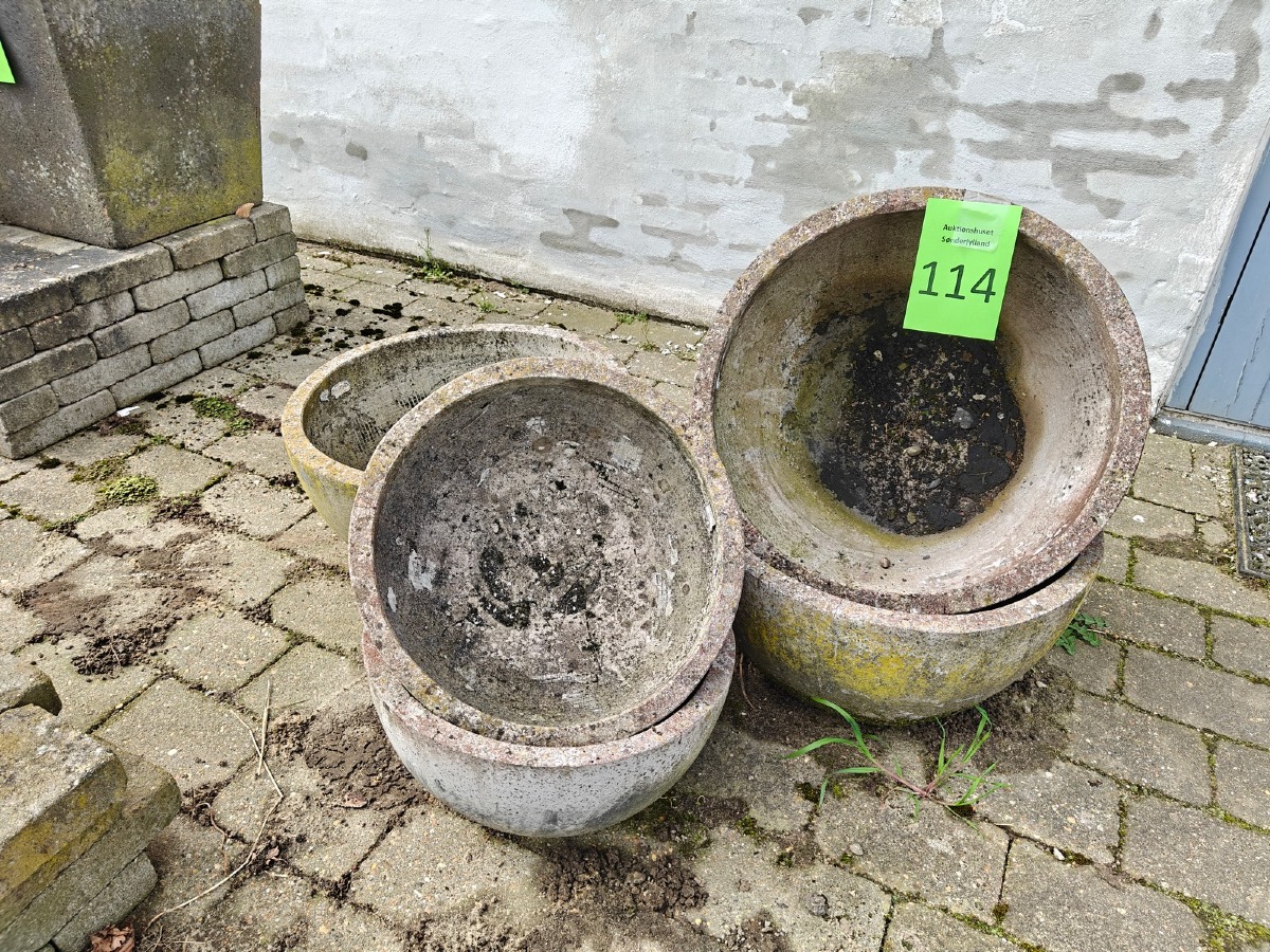 5 skåle af fiberbeton