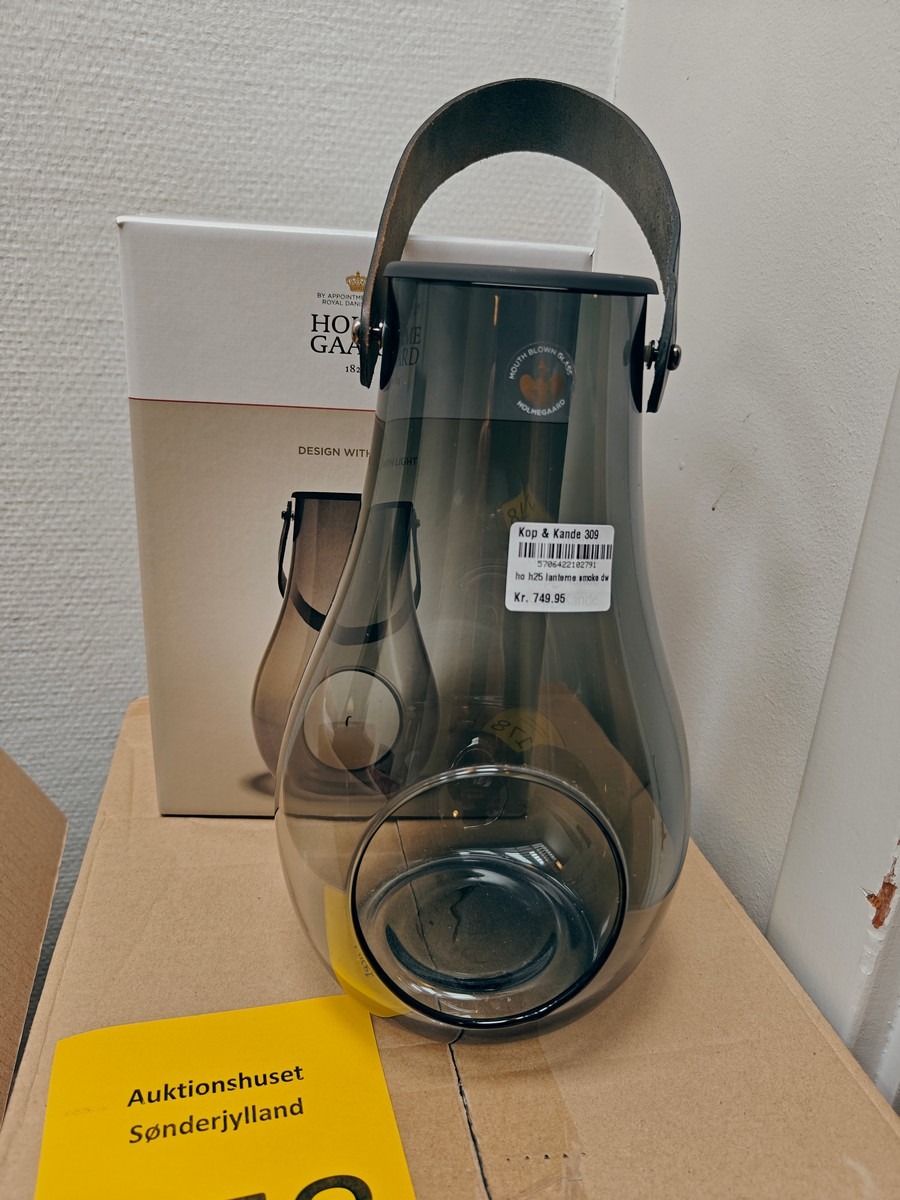 Holmegaard lanterne af røgfarvet glas