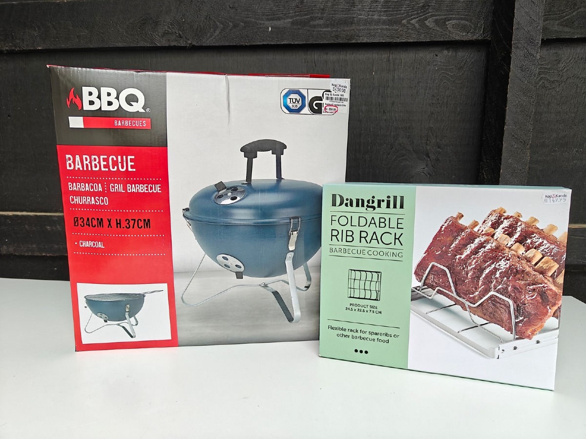 BBQ transportabel grill samt rib rack