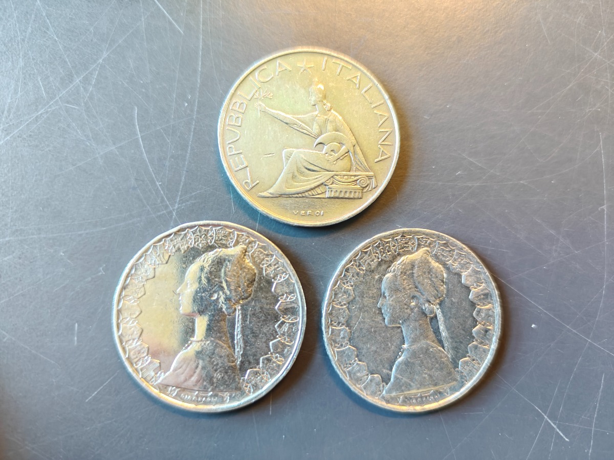 3 italienske 500 Lire mønter af sølv