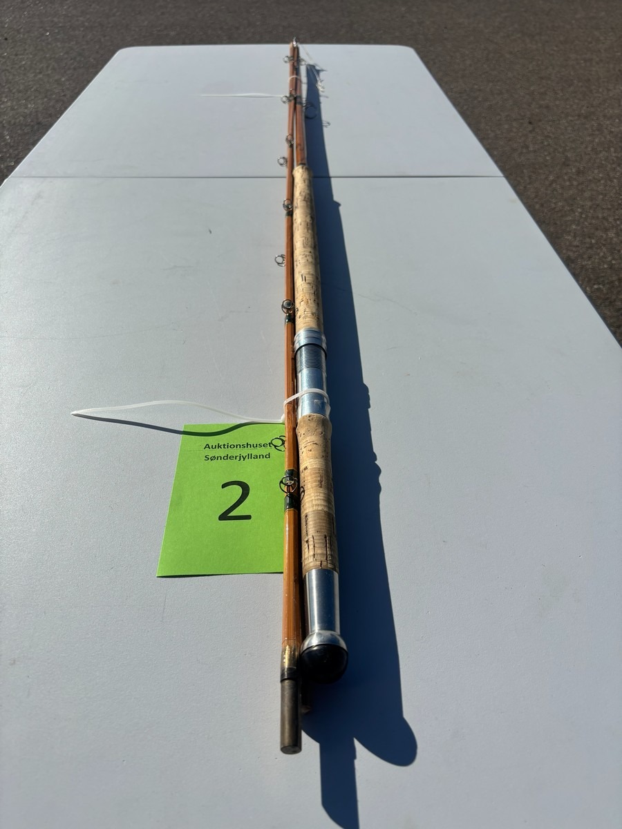 Klassisk splitcane (bambus) fluestang mærket “Kent”, model 72, betegnet “Salmon Fly”