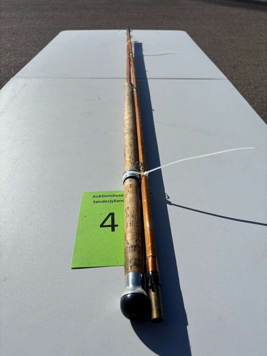 Ældre fluestang mærket “Palakona Regd. Trade Mark” samt “The LRH”