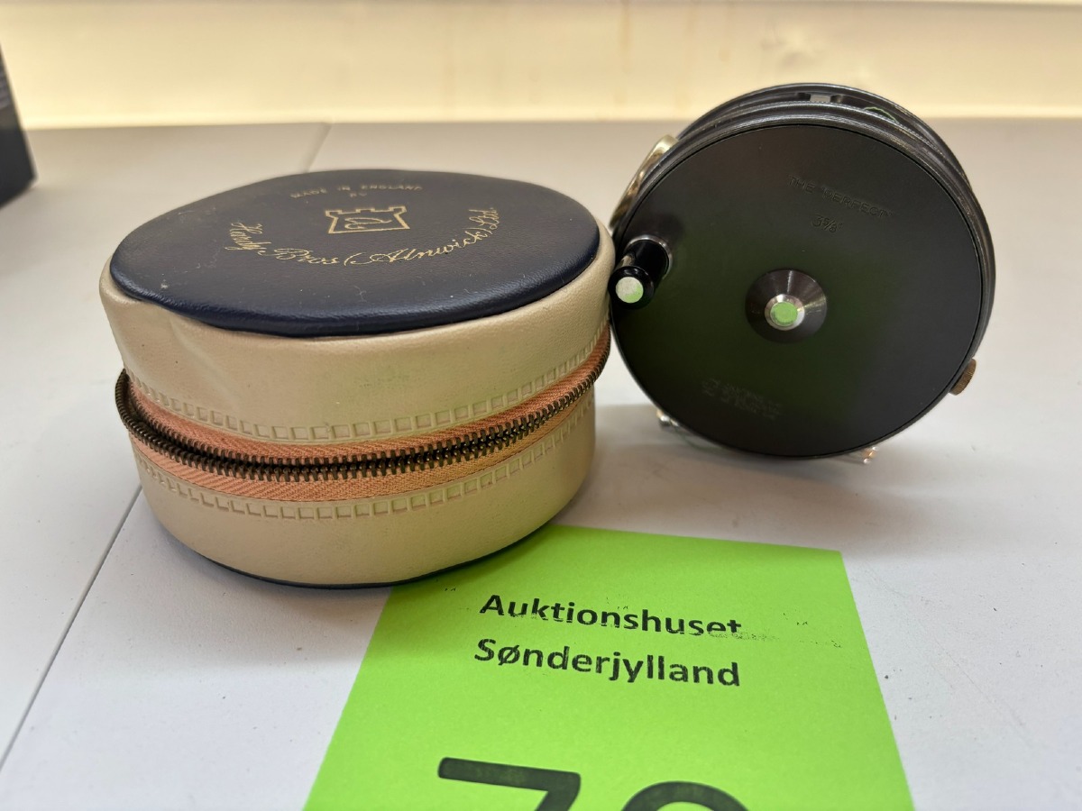 Hardy “The Perfect” fluehjul, str. 3 5/8”, fremstillet i England, med original Hardy etui