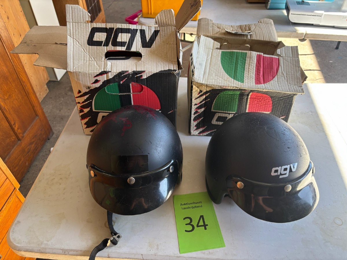 2 stk. AGV “Smile” scooter/motorcykelhjelme m. visir + kasser