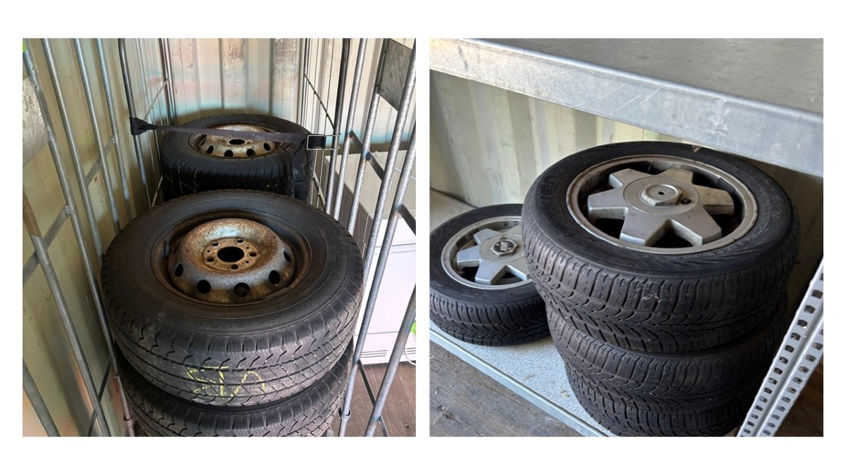 3 sæt dæk, med 4 stk. 185/65 R14 86T, 215/70R15C & 215/70 R15C