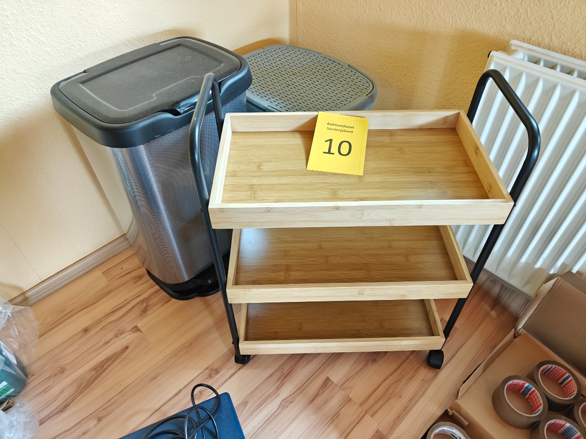 Trolley, pedalspand og trådkurv