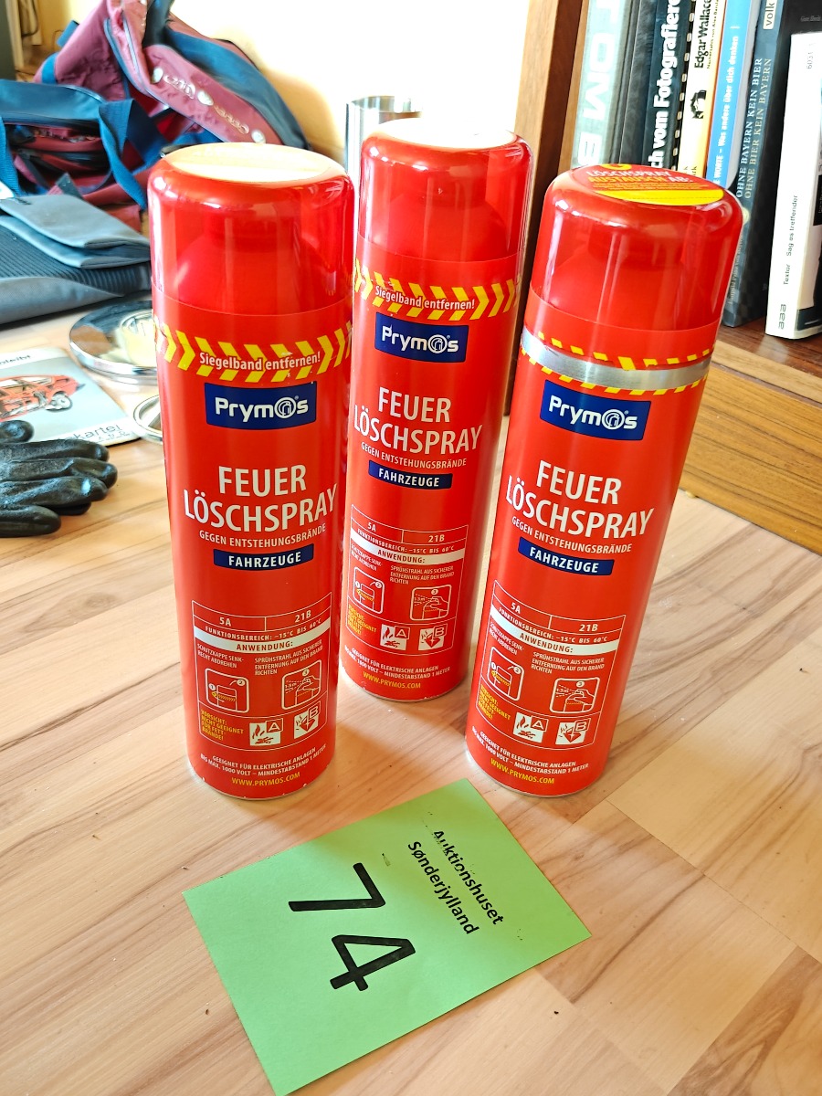 3 dåser brandslukningsspray 600 ml.