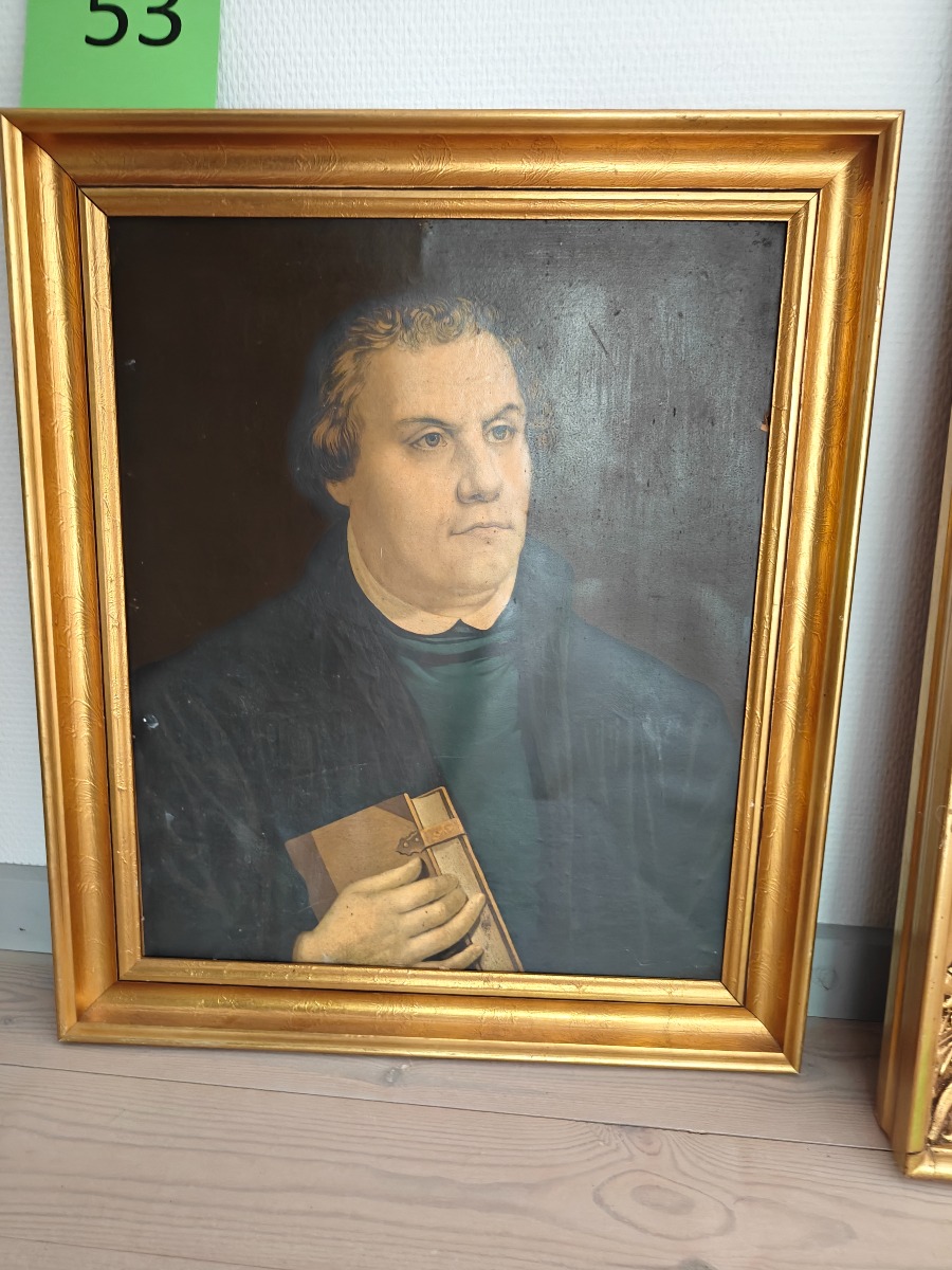 Ubk. kunstner. Bemalet tryk af Martin Luther