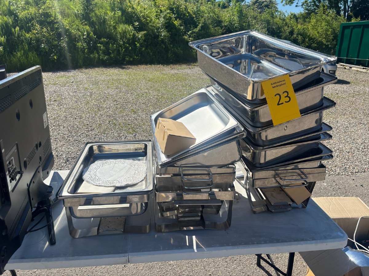 Parti buffet- og serveringsfade / chafing dishes i rustfrit stål