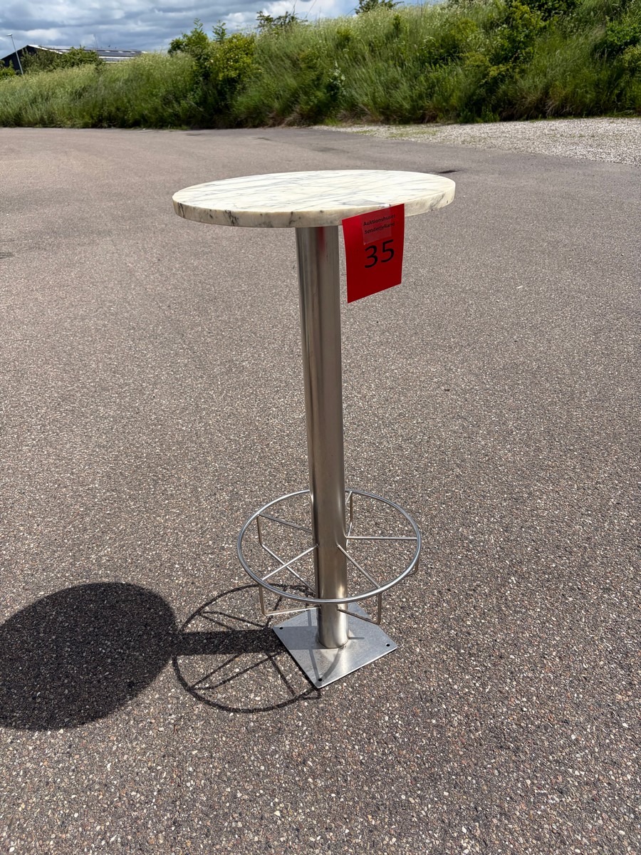 Barbord / cafébord med marmorplade og stålstel